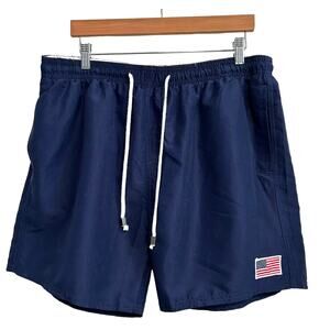 Exist USA Flag Swim Trunks XL Navy 5" Inseam Quick Dry Mens Beach Americana